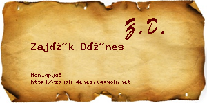 Zaják Dénes névjegykártya